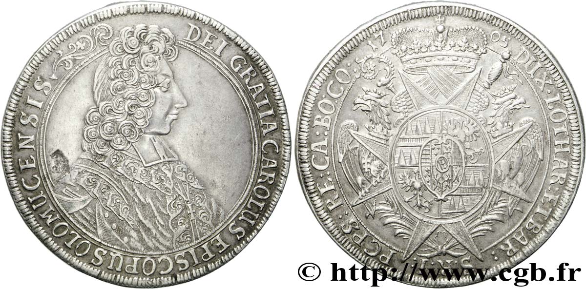 AUSTRIA - OLMUTZ - CHARLES III JOSEPH OF LORRAINE Thaler 1705 Olmutz fVZ