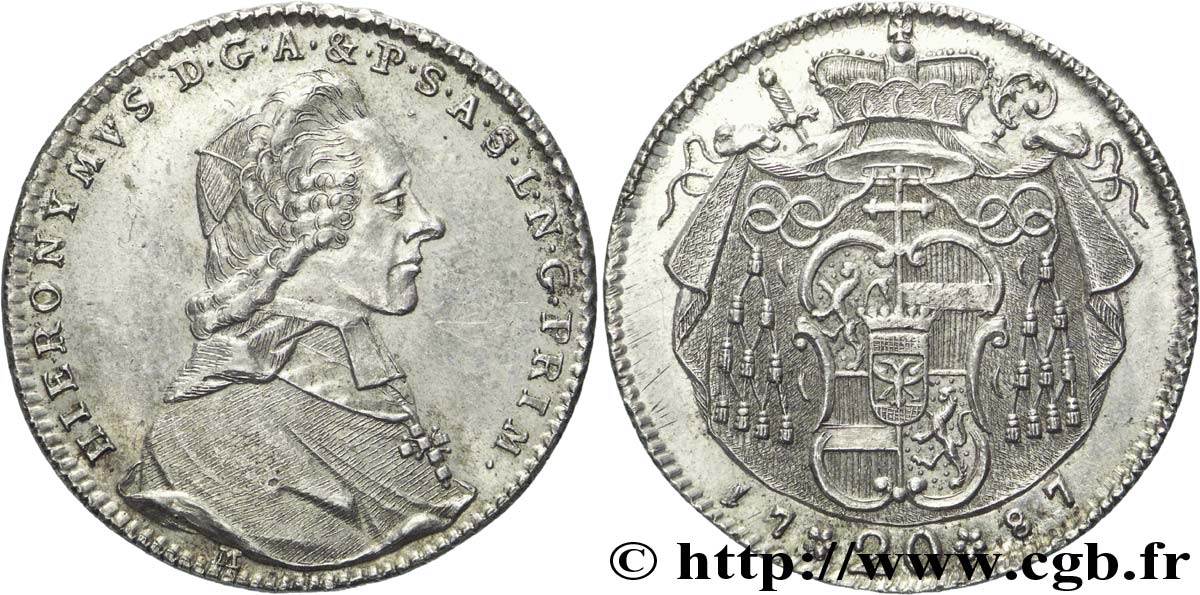 AUTRICHE - ARCHEVÊCHÉ DE SALZBOURG - JÉRÔME COLLOREDO 20 kreutzer 1787 Salzbourg TTB+