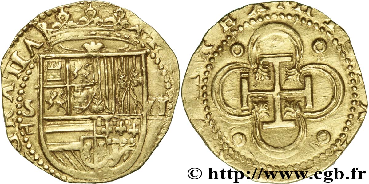 SPAIN - PHILIPPE II OF HABSBOURG Double écu d’or n.d. Séville AU/XF