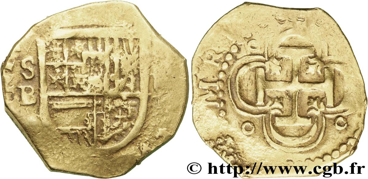SPAIN - PHILIPPE II, III OR IV Double écu 1591 à 1612 Séville BC+