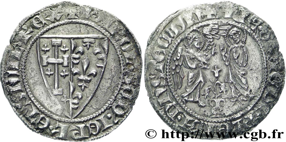 ITALY - NAPLES - CHARLES II OF ANJOU Salut d argent c. 1300 Naples BB