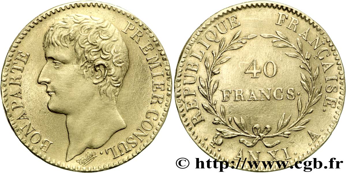 40 francs or Bonaparte Premier Consul 1803 Paris F.536/1 SPL 