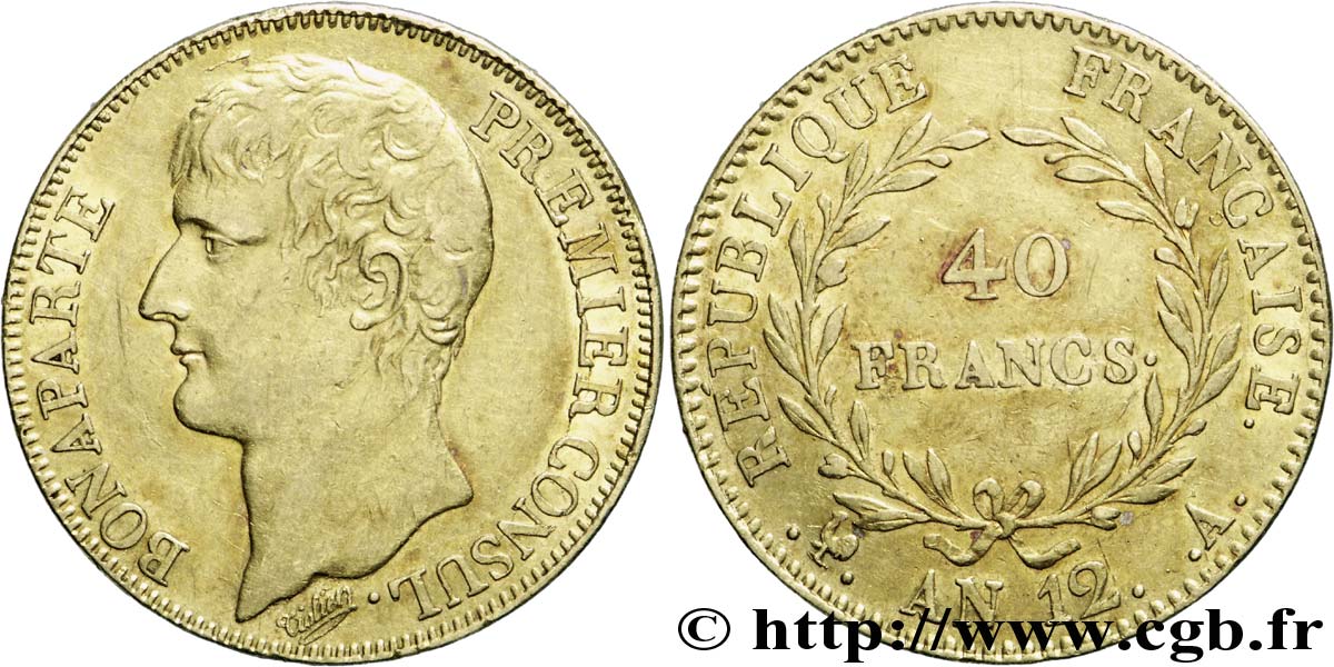 40 francs or Bonaparte Premier Consul 1804 Paris F.536/5 MBC 