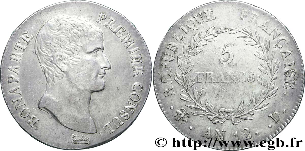 5 francs Bonaparte Premier Consul 1804 Lyon F.301/13 TTB 