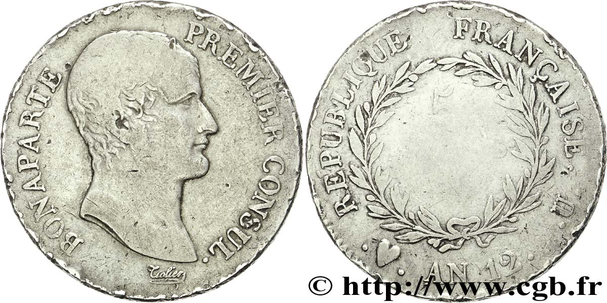 5 francs Bonaparte Premier Consul 1804 Turin F.301/25 VF 