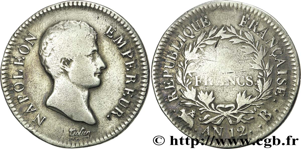 2 francs Napoléon Empereur, Calendrier révolutionnaire 1804 Rouen F.251/2 SGE 