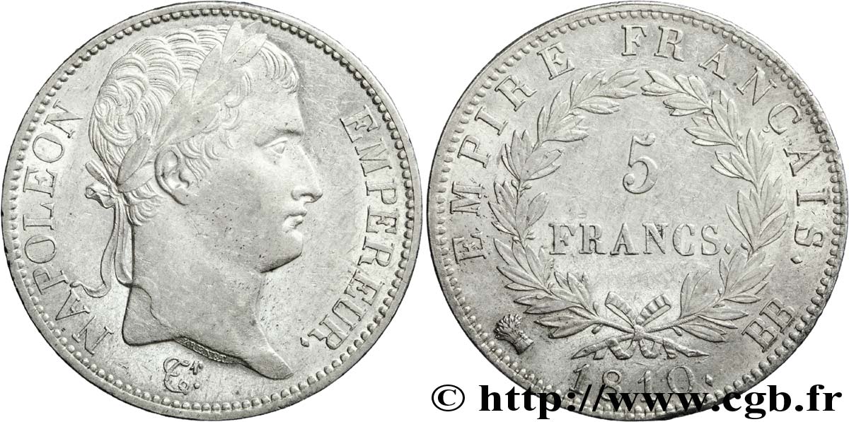 5 francs Napoléon Empereur, Empire français 1810 Strasbourg F.307/16 AU 