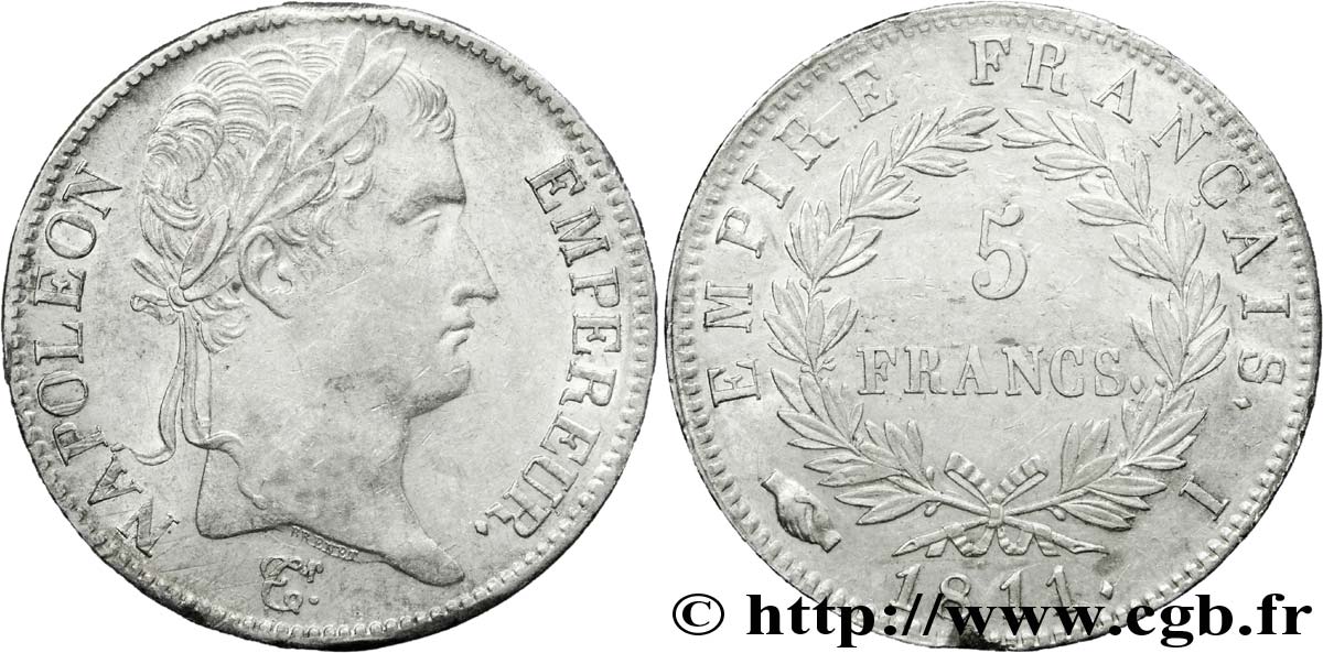 5 francs Napoléon Empereur, Empire français 1811 Limoges F.307/32 XF 