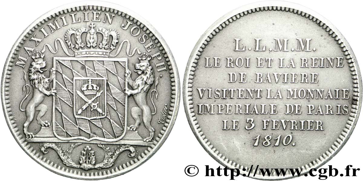 Monnaie de visite, module de 2 francs, pour Maximilien I Joseph de Bavière, refrappe 1810  VG.2288  EBC 