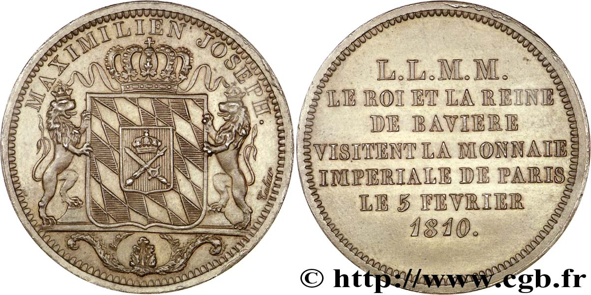 Monnaie de visite, module de 2 francs, pour Maximilien I Joseph de Bavière 1810  VG.2289  var. SUP 