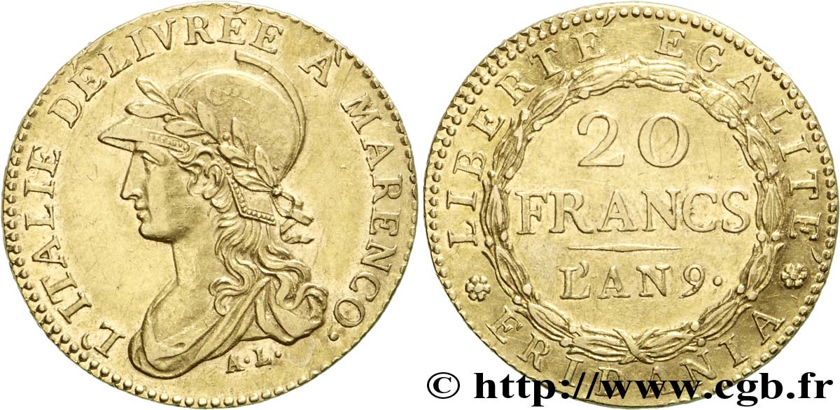 20 francs Marengo 1801 Turin VG.842  AU 