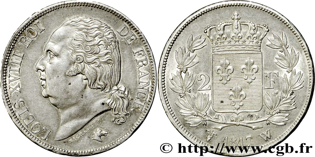 2 francs Louis XVIII 1817 Lille F.257/16 TTB 