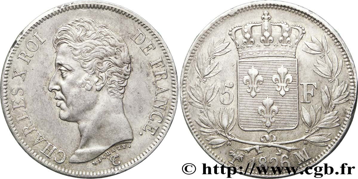 5 francs Charles X, 1er type 1826 Marseille F.310/24 AU 