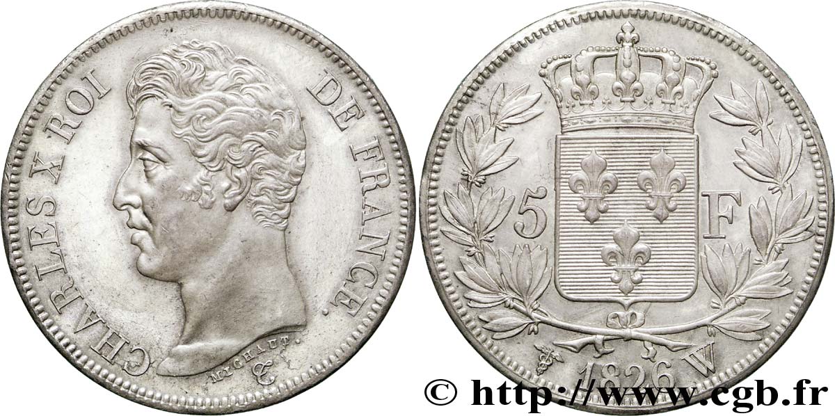 5 francs Charles X, 1er type 1826 Lille F.310/27 EBC 
