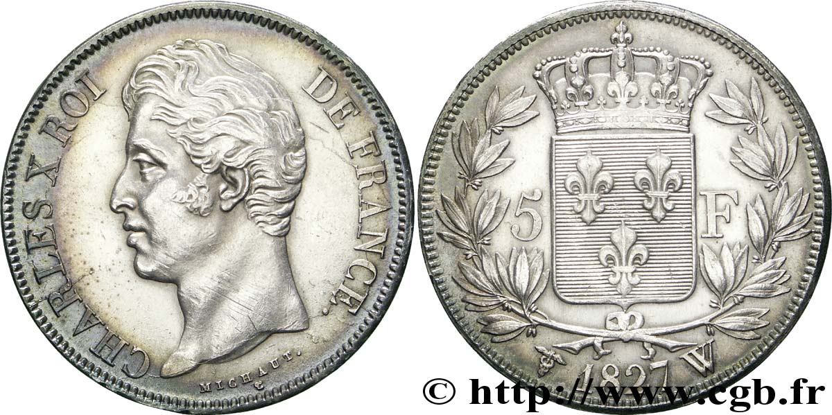 5 francs Charles X, 2e type 1827 Lille F.311/13 AU 