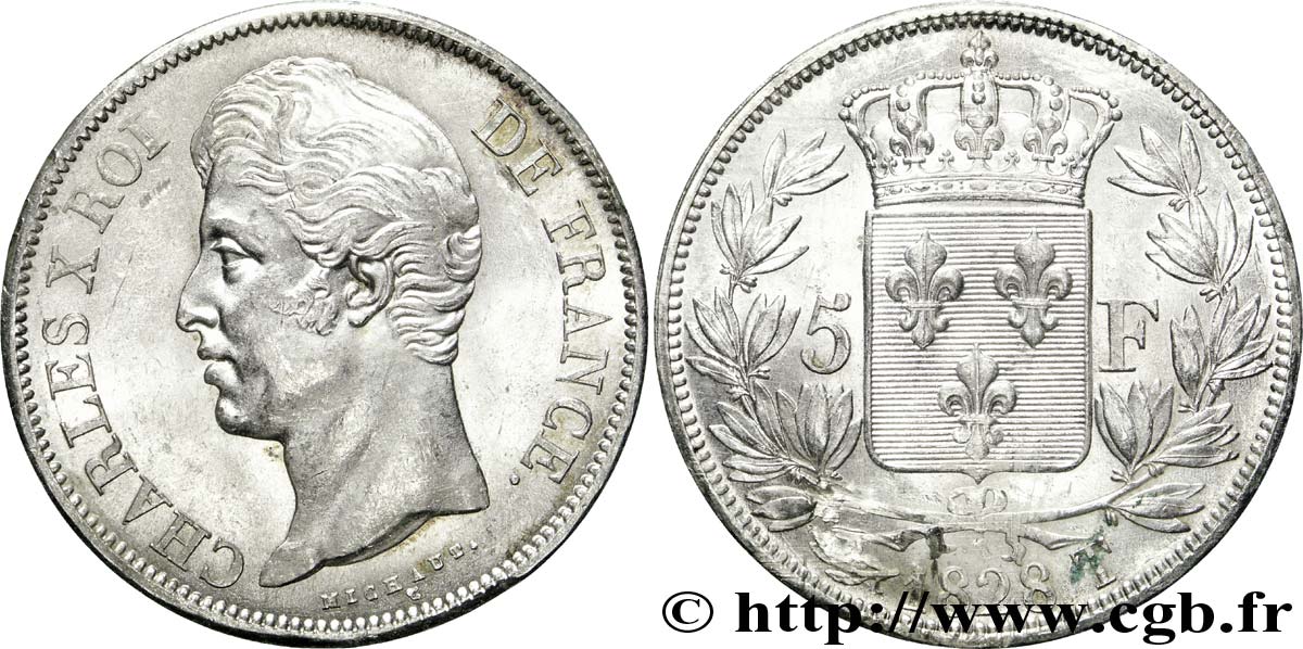 5 francs Charles X, 2e type 1828 Nantes F.311/25 SUP 