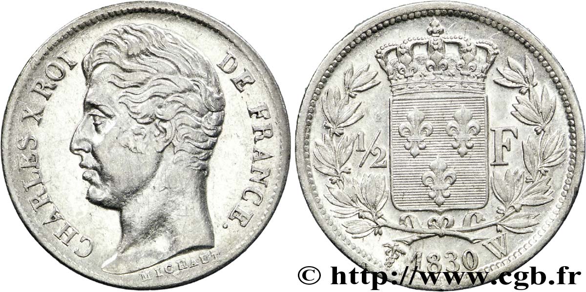 1/2 franc Charles X 1830 Lille F.180/54 BB 