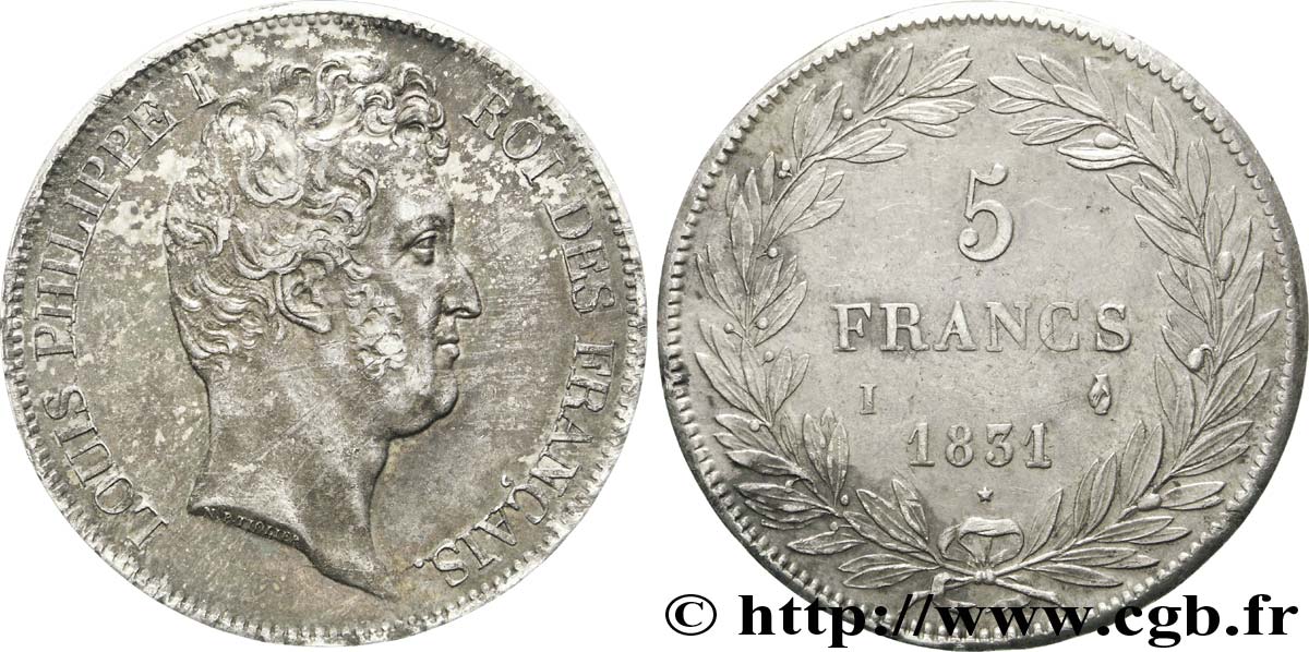 5 francs type Tiolier avec le I, tranche en creux 1831 Limoges F.315/19 VZ 