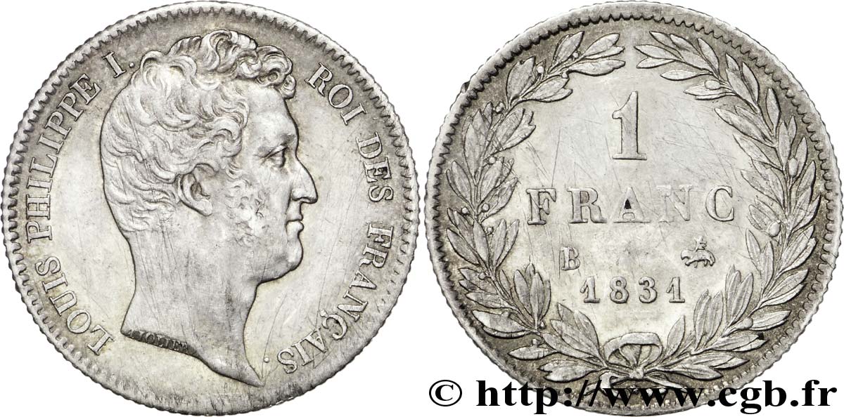 1 franc Louis-Philippe, tête nue 1831 Rouen F.209/2 TTB 