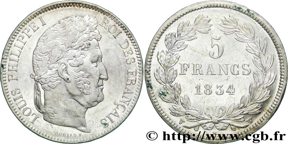 5 francs IIe type Domard 1834 Lille F.324/41 AU 