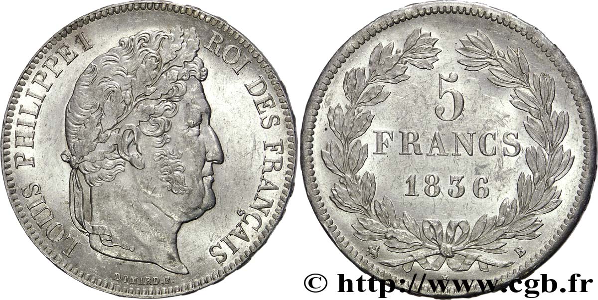 5 francs IIe type Domard 1836 Rouen F.324/54 SUP 