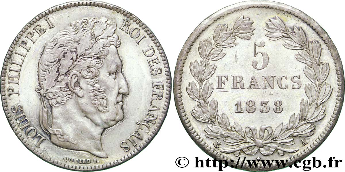 5 francs, IIe type Domard 1838 Paris F.324/68 EBC 