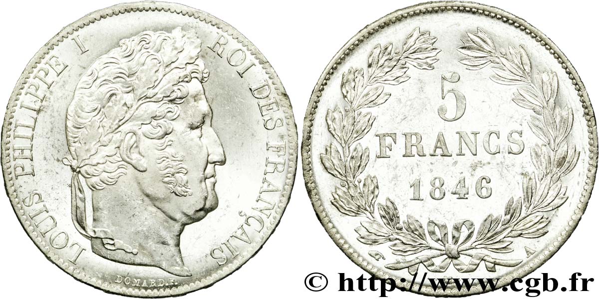5 francs IIIe type Domard 1846 Paris F.325/10 SUP 
