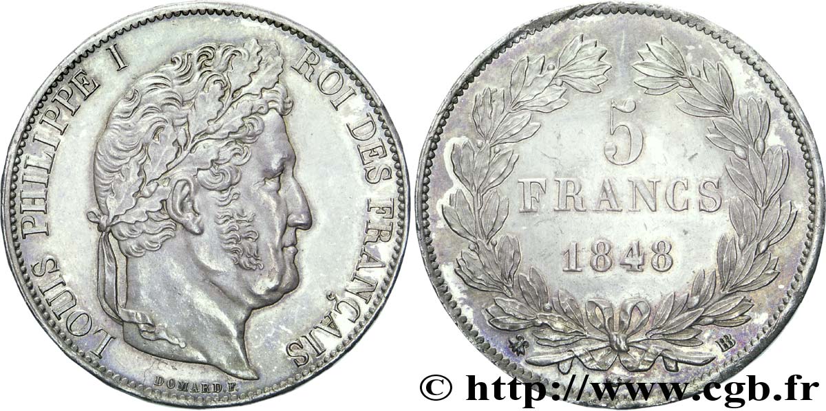 5 francs, IIIe type Domard 1848 Strasbourg F.325/18 SUP 