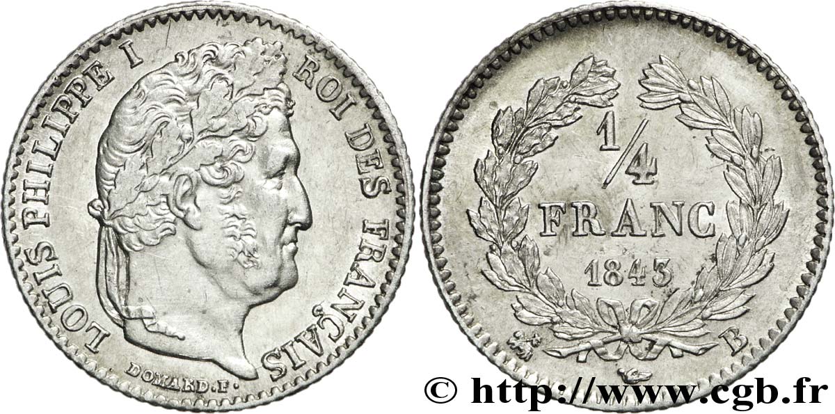 1/4 franc Louis-Philippe 1843 Rouen F.166/94 AU 