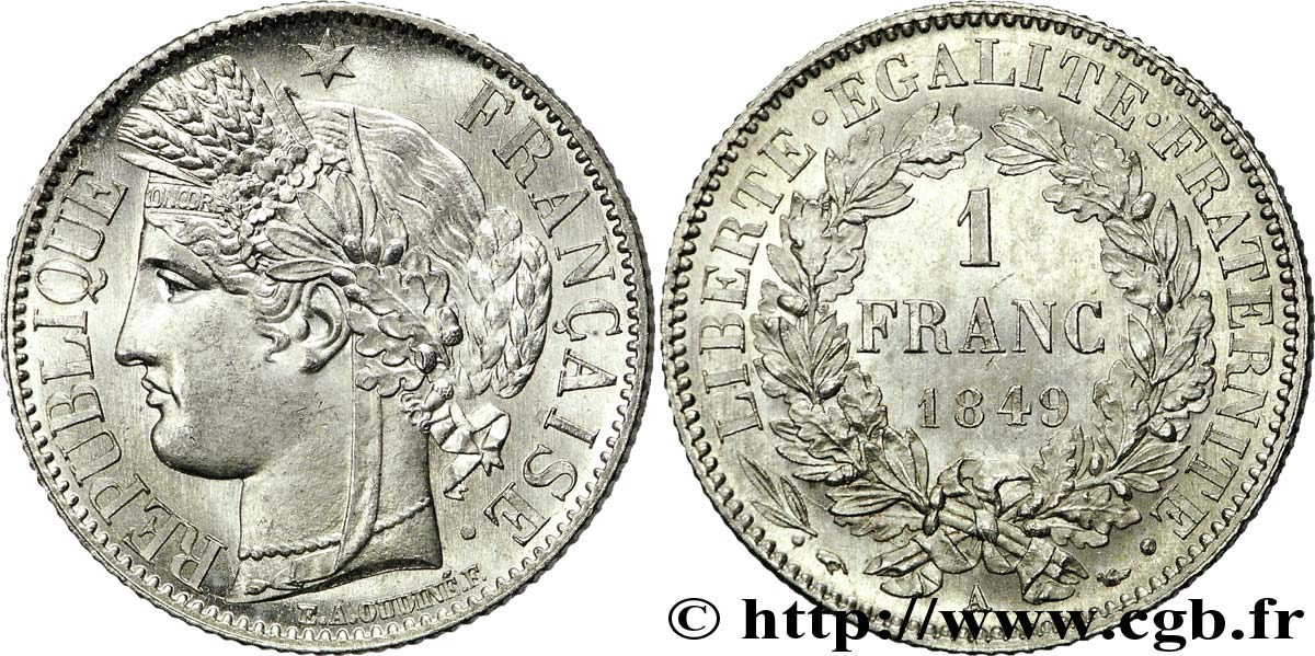1 franc Cérès, IIe République 1849 Paris F.211/1 SPL 