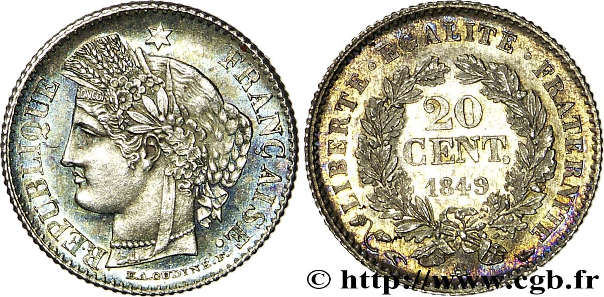 20 centimes Cérès, IIe République 1849 Paris F.146/1 EBC 