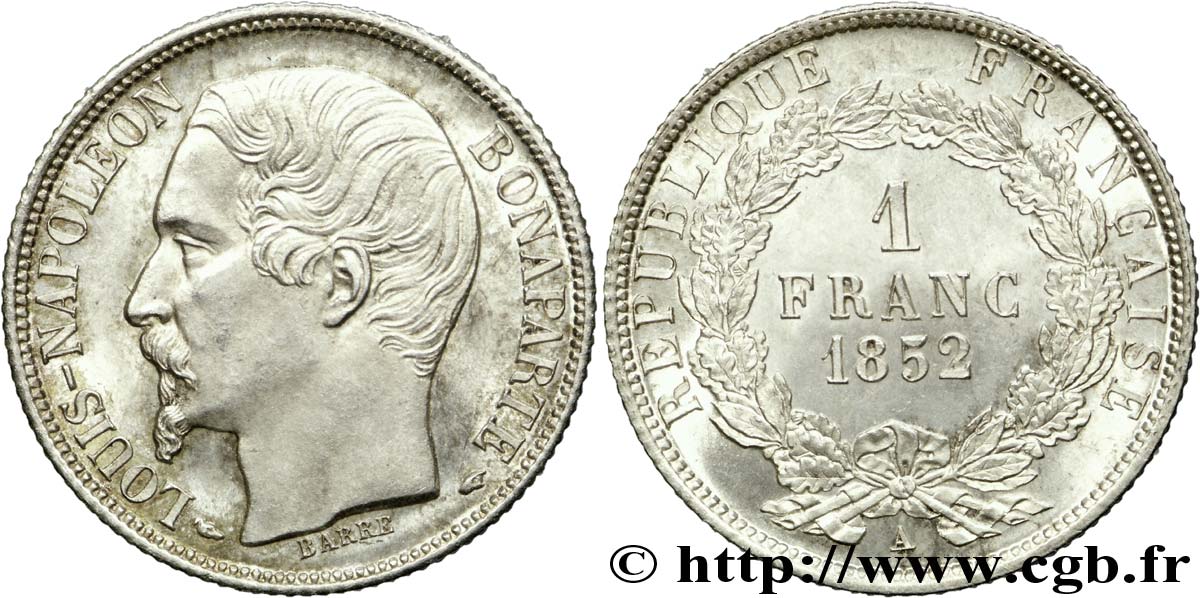 1 franc Louis-Napoléon 1852 Paris F.212/1 SPL 