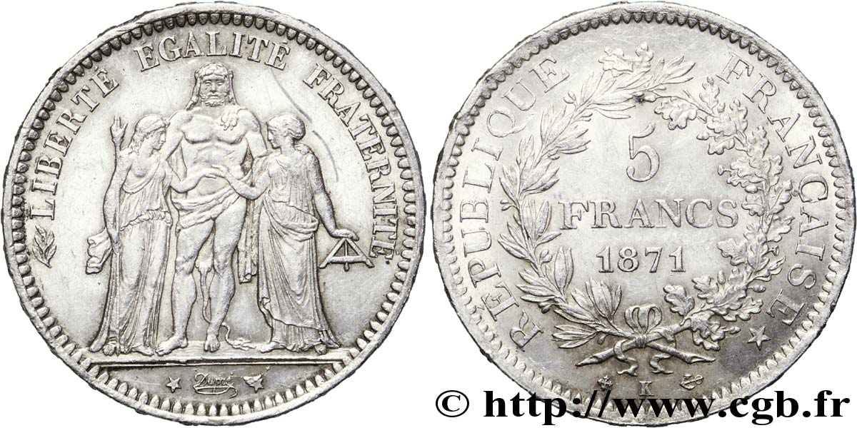 5 francs Hercule 1871 Bordeaux F.334/5 TTB 