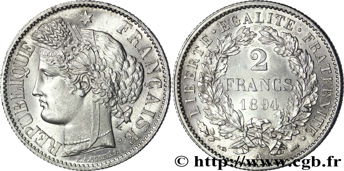 2 francs Cérès, avec légende 1894 Paris F.265/16 VZ 