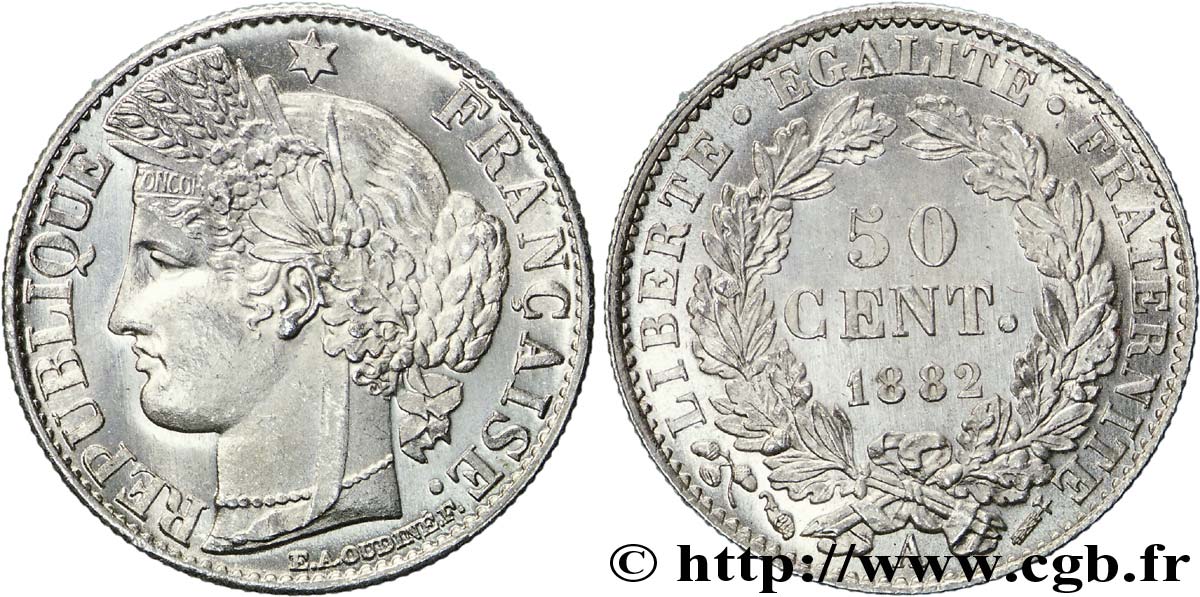 50 centimes Cérès, IIIe République 1882 Paris F.189/10 MS 