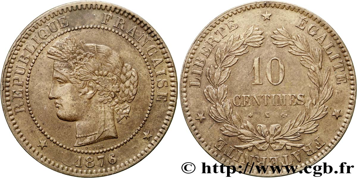 10 centimes Cérès 1876 Bordeaux F.135/17 TTB 