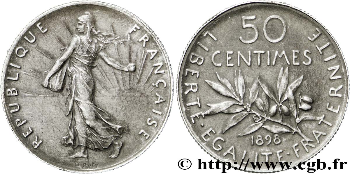 50 centimes Semeuse, flan mat 1898 Paris F.190/4 AU 