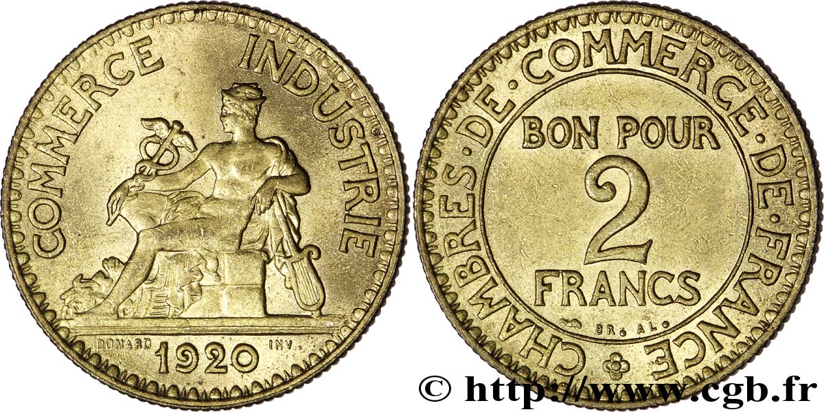 2 francs Chambres de commerce 1920 Paris F.267/2 AU 