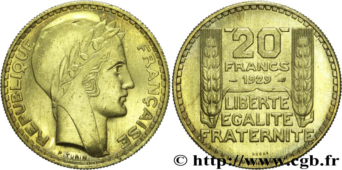 Essai de 20 francs Turin en bronze-aluminium 1929 Paris VG.5242  SC 
