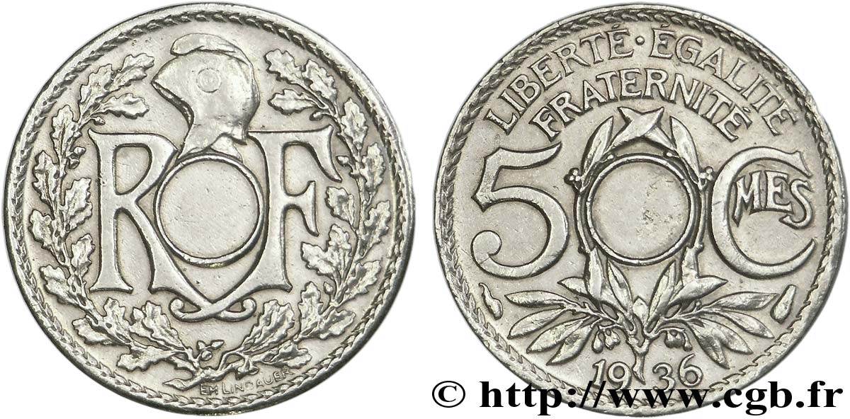 5 centimes Lindauer, petit module, non perforé 1936 Paris F.122/19 var. TTB 