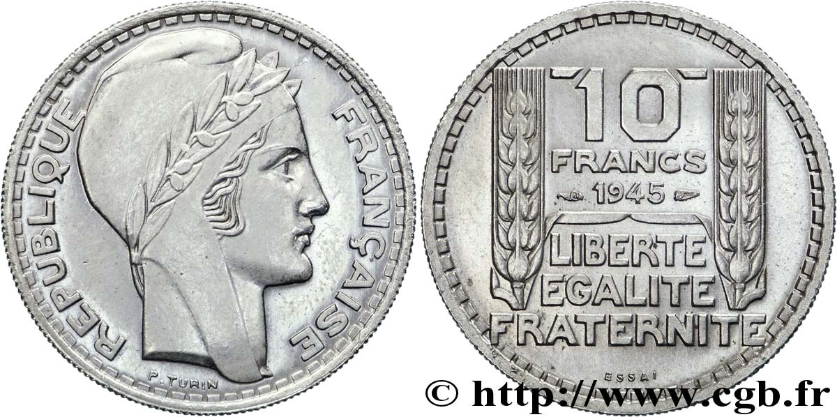 Essai de 10 francs Turin, grosse tête 1945 Paris F.361/1 AU 