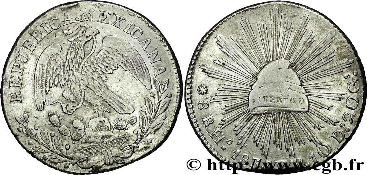 MEXIQUE - RÉPUBLIQUE 8 reales 1835 Hermosillo TB 