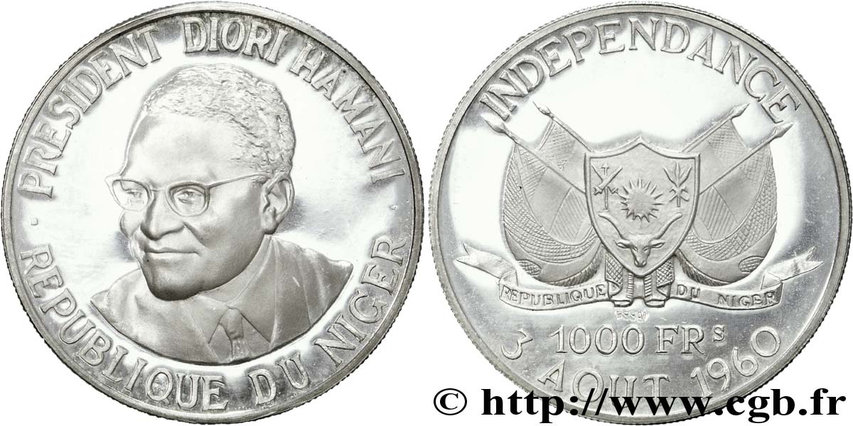 NIGER - REPUBBLICA - HAMANI DIORI 1000 francs 1960 Paris MS 