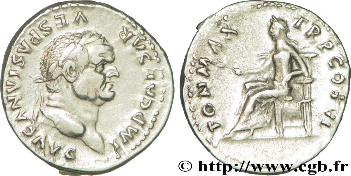 VESPASIAN Denier AU/XF