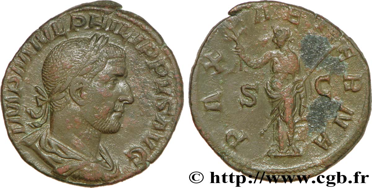 PHILIPPUS I. ARABS Sesterce, (GB, Æ 29) SS