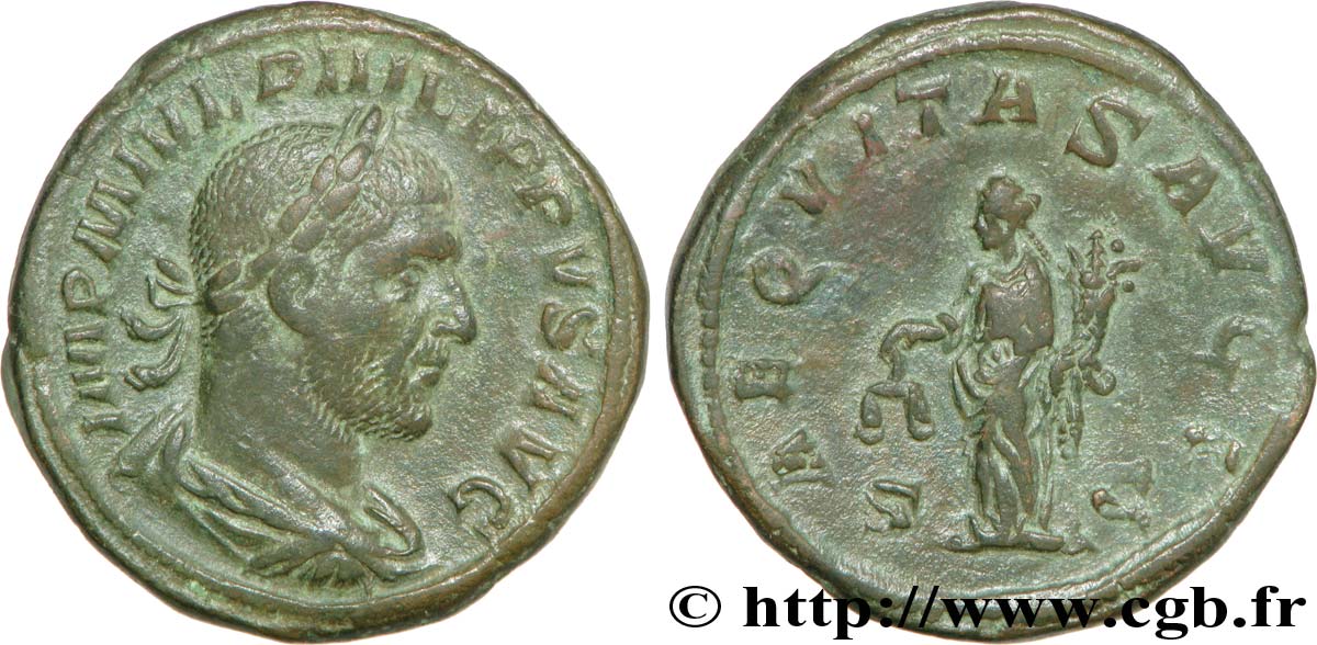 PHILIPPUS I. ARABS Sesterce, (GB, Æ 31) SS