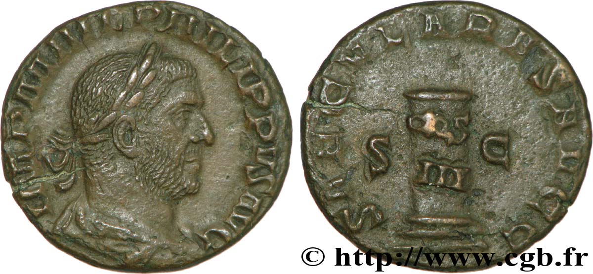 PHILIPPUS I. ARABS As, (MB, Æ 23) fVZ/SS