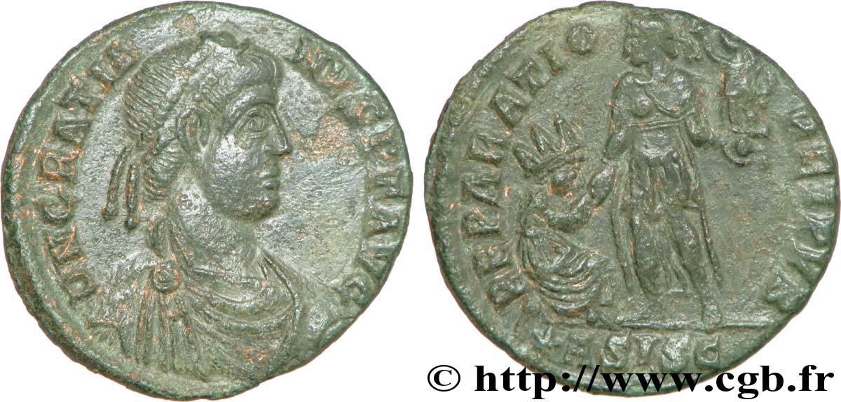 GRATIAN Maiorina pecunia, (MB, Æ 2) AU