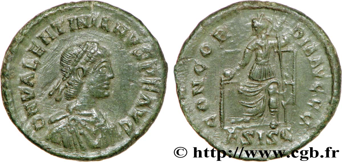 VALENTINIEN II Nummus, (PB, Æ 3) SPL