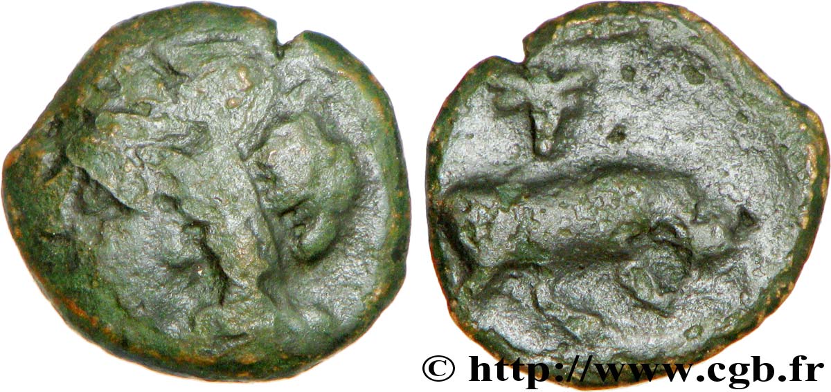MASSALIA - MARSEILLE Petit bronze au taureau et au bucrane VF/VF